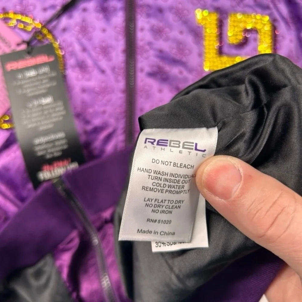 Rebel Athletic Bomber Jacket Womens L Beijing Satin Sequin Dragon Great Wall